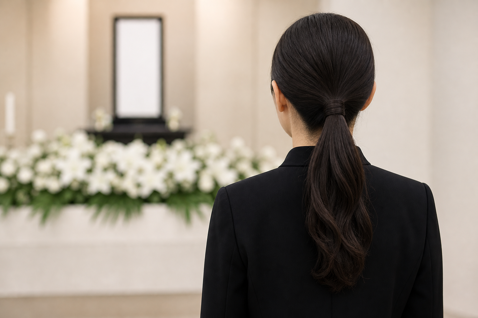 葬儀でのロングヘア、どうまとめる？失礼なく故人を偲ぶためのヘアアレンジ完全ガイド アイキャッチ