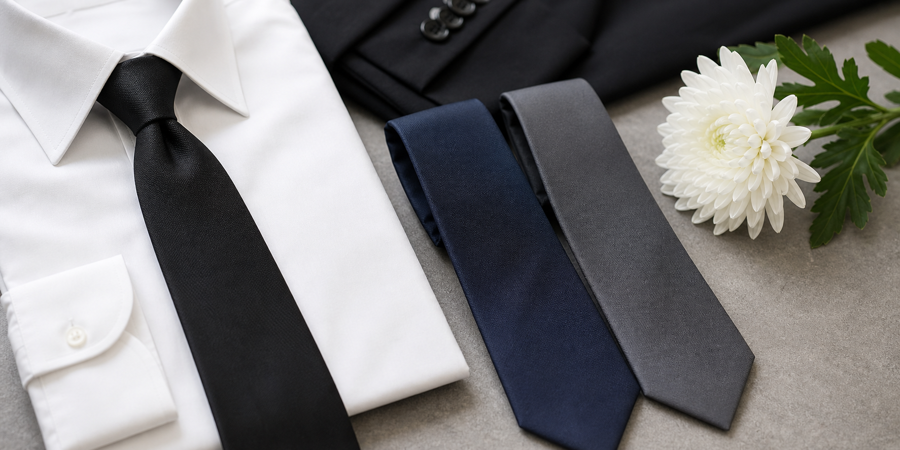 【葬儀マナー】ネクタイの色、素材、柄、結び方まで。迷わないための完全ガイド アイキャッチ