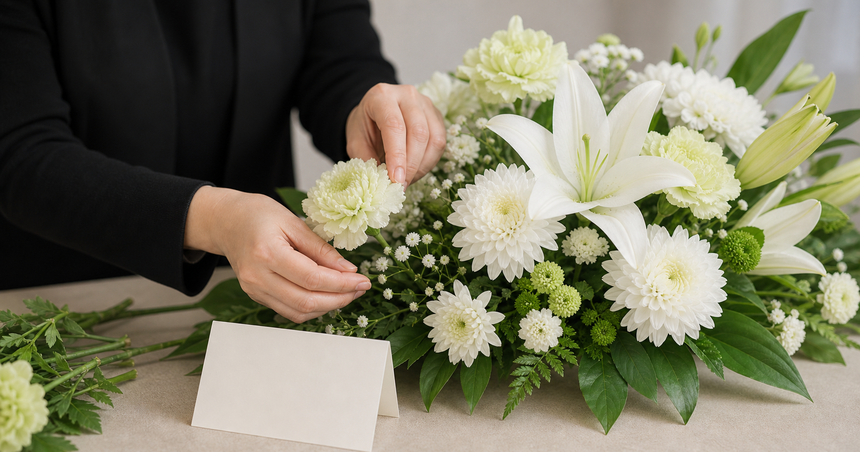 葬儀に供える花(供花)のマナー完全ガイド:意味、贈り方、名札の書き方、宗教別の注意点まで 挿絵