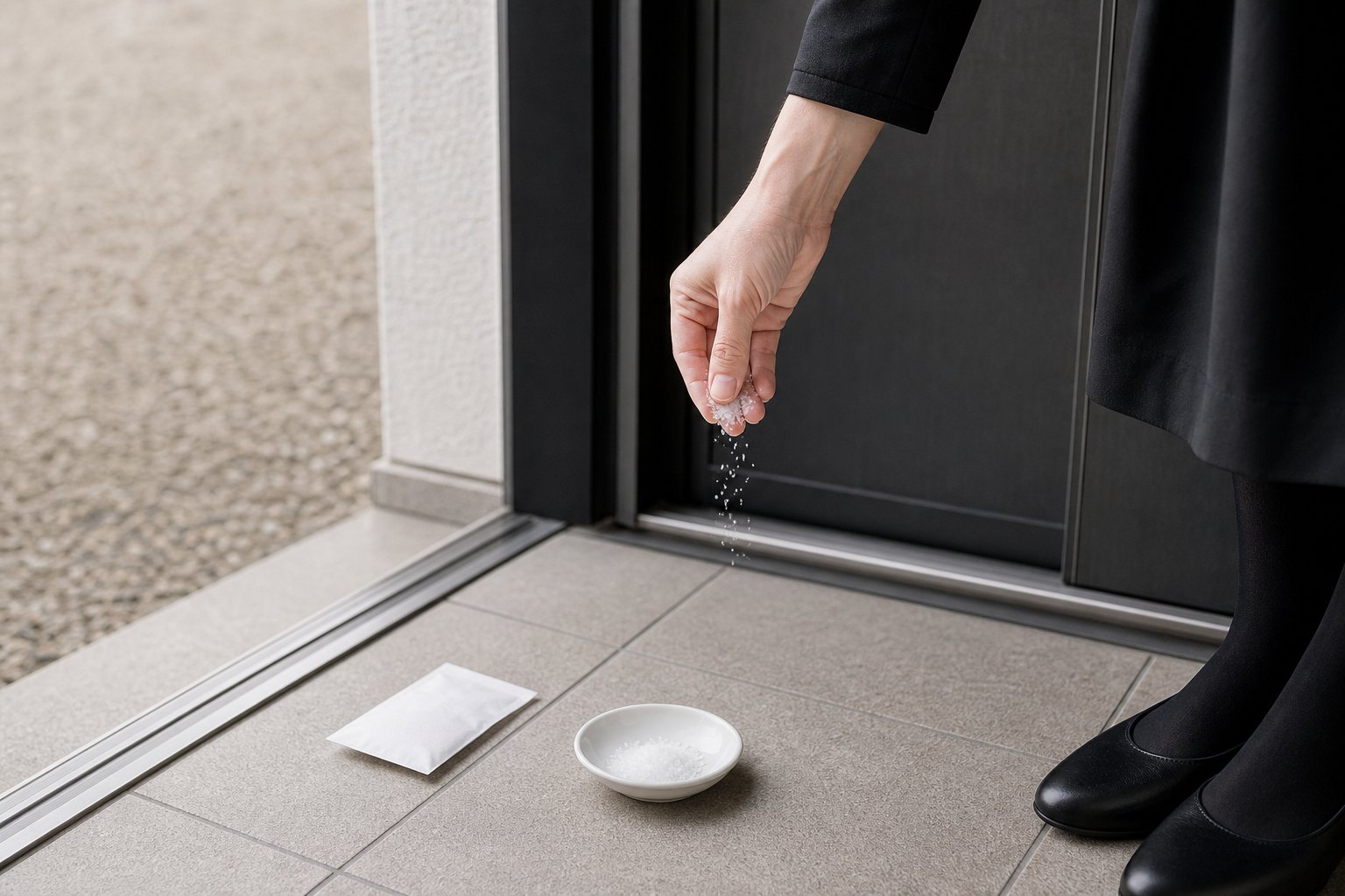 葬儀から帰宅後、なぜ「塩」を使うのか?その意味と正しい使い方、知っておきたいマナー 挿絵